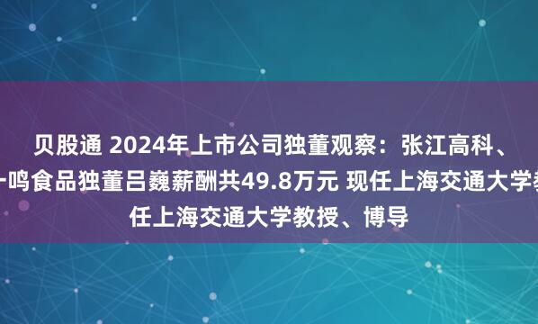 贝股通 2024年上市公司独董观察：张江高科、外高桥、一鸣食品独董吕巍薪酬共49.8万元 现任上海交通大学教授、博导